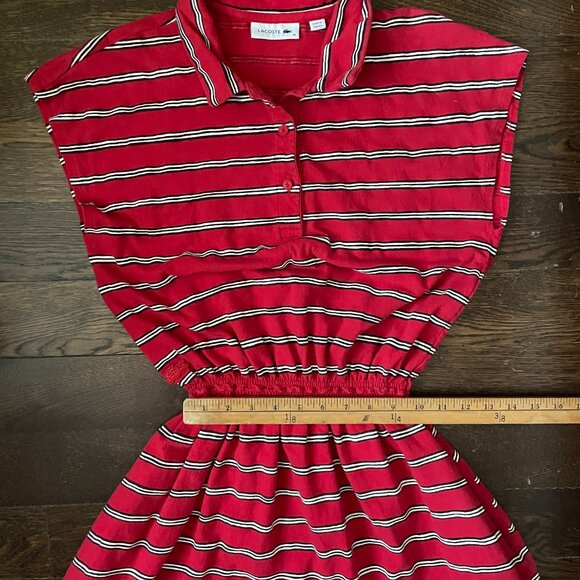Lacoste Red Striped Cotton/Linen Blend Dress w/pockets-Size 36 (US 4) - Picture 13 of 15